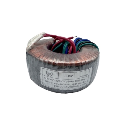주문 30W 토로이드 전력 트랜스포머 0-220V 입력 36V 45V-0-45V 15V-0V-15V 출력 온라인 제품